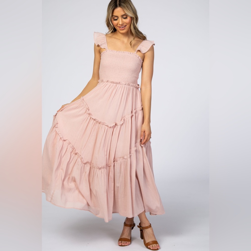 Pinkblush 🎀 Light Pink Smocked Ruffle Accent Dress